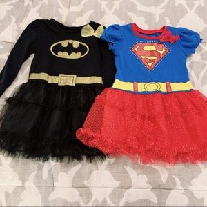 4t Batgirl and Supergirl sparkly tutu dresses